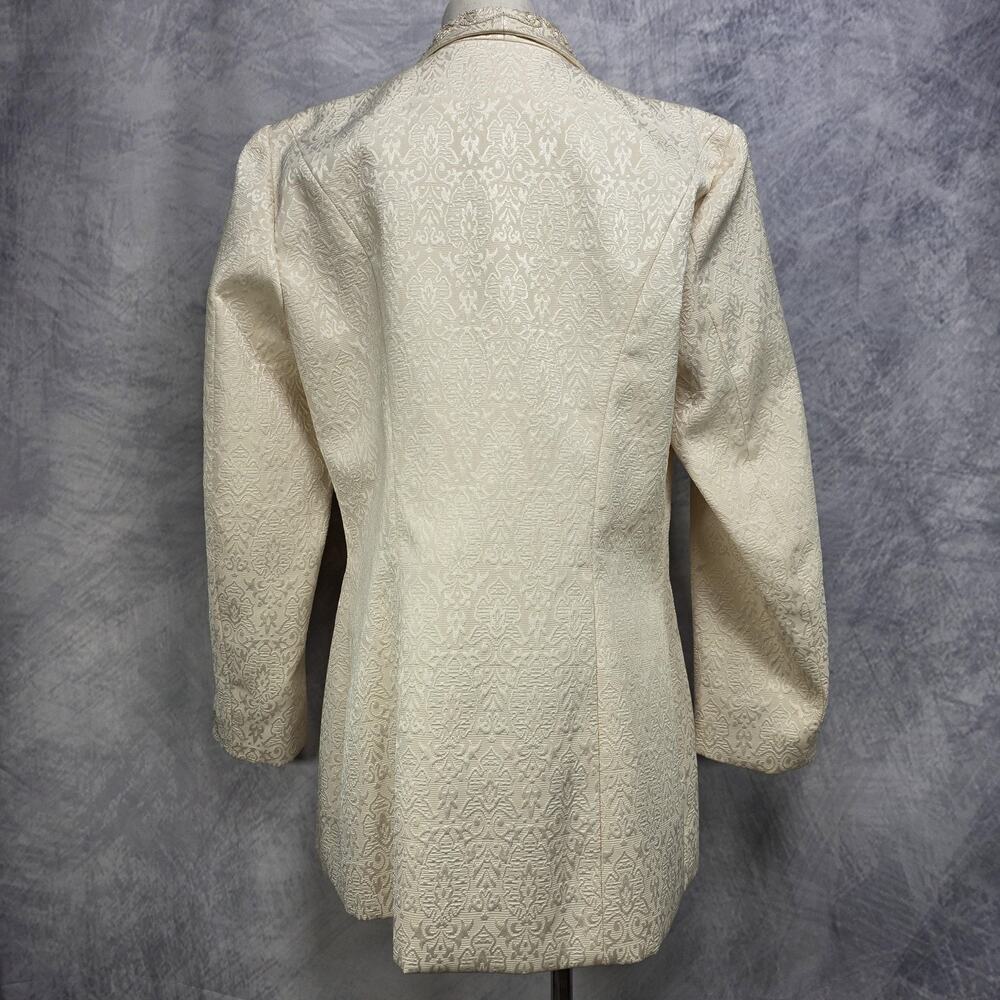 Vintage Hobby Horse Blazer Womens Large Cream Brocade Beaded Metallic Made USA - Picture 4 of 16